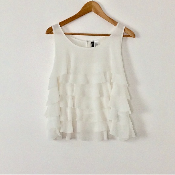 Divided Tops - Divided by H&M   Sleeveless Ruffled Cream Top